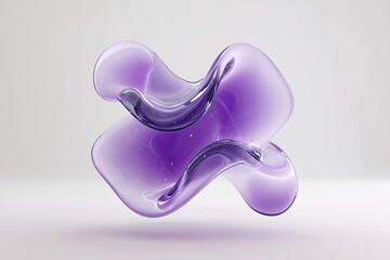 A smooth, transparent, amorphous purple form floats against a pale gradient background