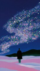 Fototapeta premium Stargazing dreamscape with colorful cosmos mobile wallpaper