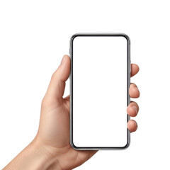 Hand Holding Smartphone Isolated on Transparent Background