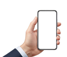 Hand Holding Smartphone Isolated on Transparent Background