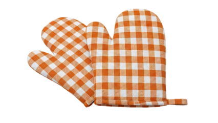 Orange Gingham Oven Mitts