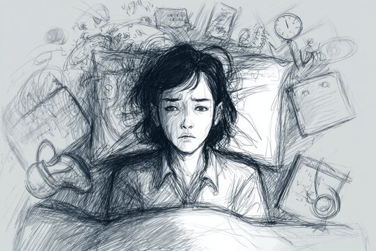A person experiencing sleep disturbances and insomnia.