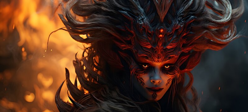 realistic photo of a glossy Queen Tengu ifrit ,generative AI