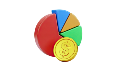 Pie Chart with Golden Dollar Coin