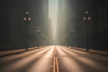 Illuminated urban street in the rain