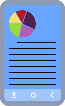 smartphone with simple pie chart vector illustration 
