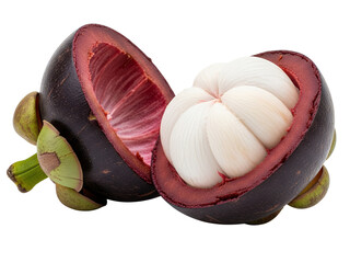 A fresh mangosteen fruit, white background isolated