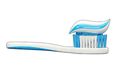 Toothbrush with Blue and White Striped Toothpaste