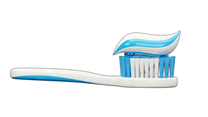 Toothbrush with Blue and White Striped Toothpaste