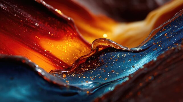 A close-up highlighting dramatic color gradients and reflective glaze surfaces