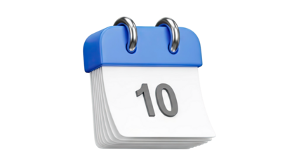 3D Render of a Desk Calendar Showing the 10th Day