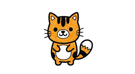 Cute Cartoon Cat Illustration with Orange and Black Stripes.