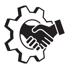 Fototapeta premium Solid glyph icon of handshake inside a gear