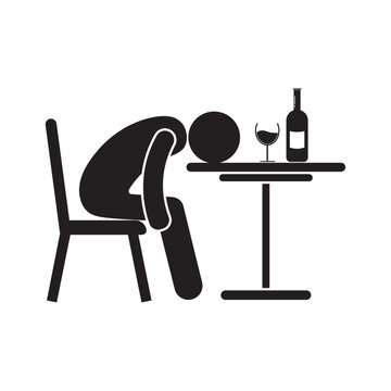 flat icon vector of drunk person sleeping on table