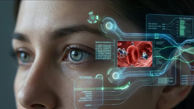 Human Face with AI Biometric Interface and Digital Identity Analysis