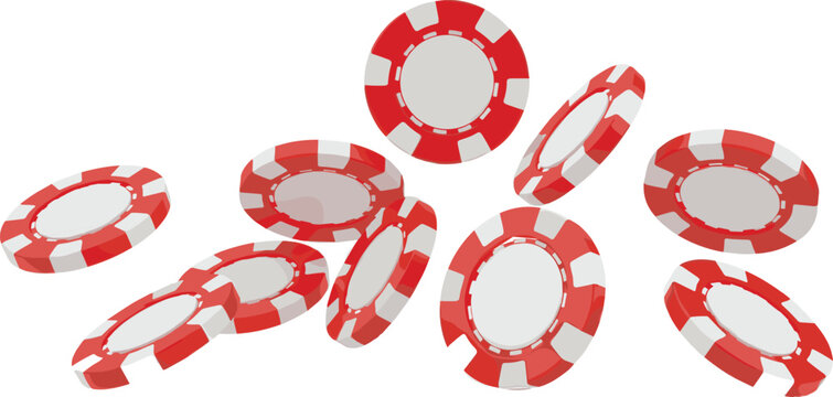 Red casino poker chips illustration, gambling tokens, gaming chip graphics for casino decor, games, and digital designs