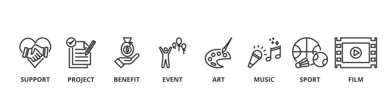Sponsor banner vector illustration concept with icon of support, project, benefit, art, event, music, sport, and film