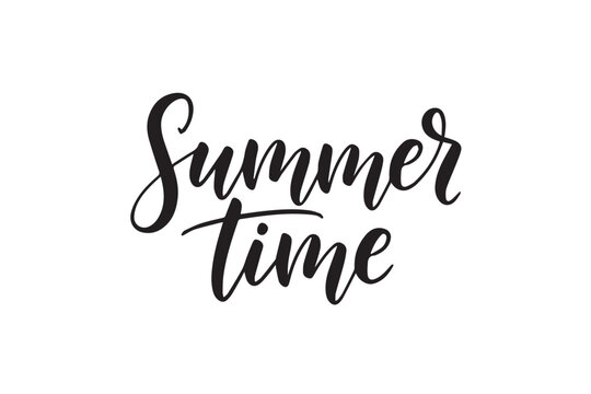 Summer time black calligraphy text on isolated on  transparent background