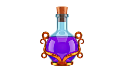 Decorative Potion Bottle with Purple Liquid and Gold Accents