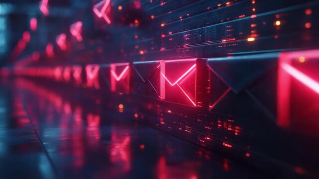 Digital Communication Network: a vibrant display of interconnected digital mail icons, symbolizing the dynamic flow of data, ideas, and messages in cyberspace. 