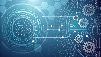 Obraz premium Technological Evolution: A digital representation of technological advancement and future innovation, showcasing interconnected systems and progress in a clean design.