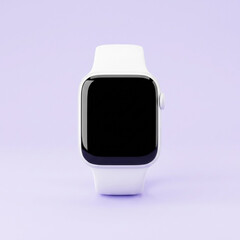 Modern white smartwatch on purple background for tech and lifestyle