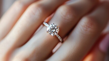 Elegant diamond ring on a delicate finger.