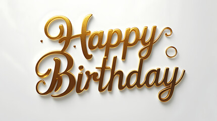 A golden &ldquo;Happy Birthday&rdquo; script dominates a soft, elegant background with glossy gold lettering; warm light and subtle shadows give a festive, upscale feel suitable for invitations and greetings. 4K 