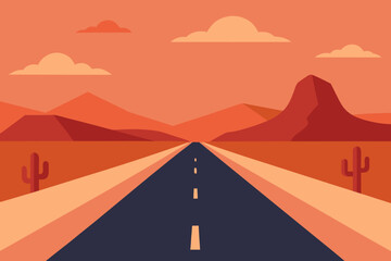 Lonely Desert Road Landscape Vector  © Chamok Chandra