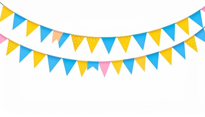 Festive Banner Garland with Colorful Triangle Flags for Celebration and Decoration.