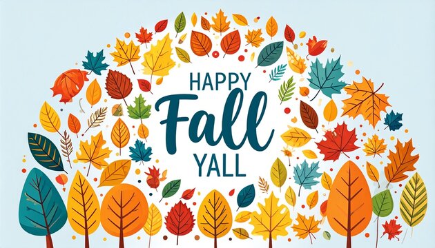 Festive Autumnal Greeting - Colorful Leaves and Warm Wishes for Fall Season.