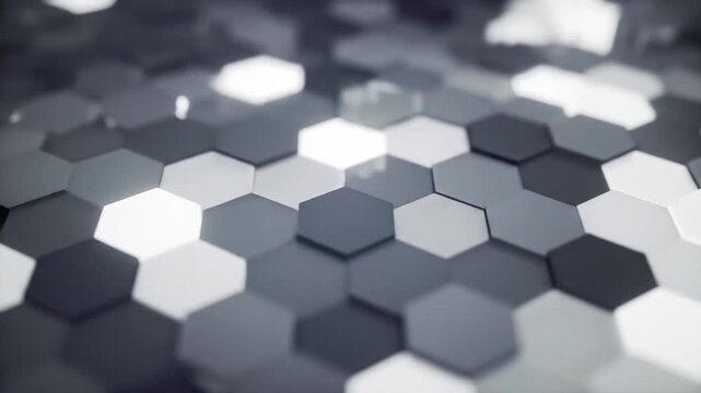 Abstract monochrome background with hexagonal shapes creating a modern and futuristic pattern.