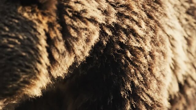Close-up Macro Shot of bear Brown Animal Fur Texture.