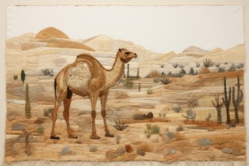 Fototapeta premium Camel in oasis desert landscape animal mammal.