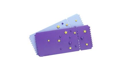 Purple tickets with stars and balls