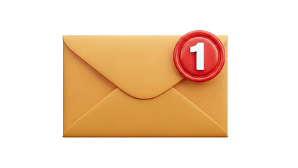3D Rendered Email Envelope with Notification Badge