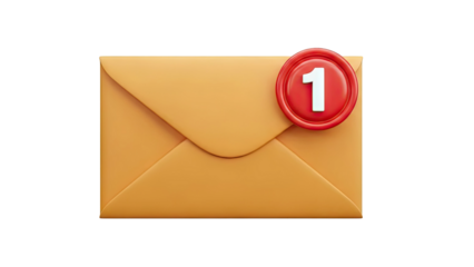 3D Rendered Email Envelope with Notification Badge