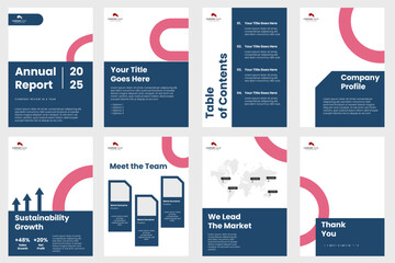 Company annual report template for 2025. Business presentation template for company.