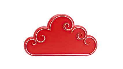 Red Decorative Cloud with Swirls