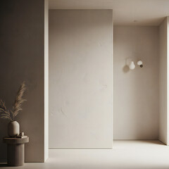 Soft plaster wall texture with organic imperfections in warm neutral, minimal modern interior background high resolution