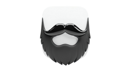 Stylized Black Beard and Mustache Icon