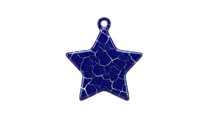 Cracked Blue Star Ornament with Hanging Loop