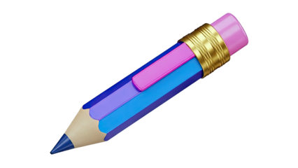 Bisexual Flag Colored Pencil with Gold Ferrule and Pink Eraser