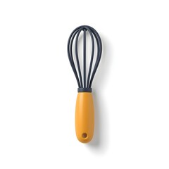 Naklejka premium whisk 3d rendering isolated on white background cartoon plastic style dark navy black color with mustard yellow
