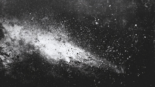 A celestial expanse featuring a nebula and numerous stars, captured in striking black and white
