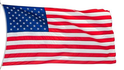 Obraz premium American flag waving in the wind isolated on white background with vibrant colors