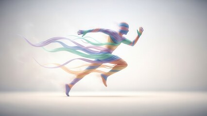 Fototapeta premium Abstract Colorful Running Man with Motion Blur Effect