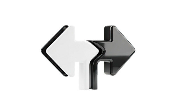 Two Interlocking Arrows, One Black, One White - Powered by Adobe