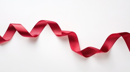 Flowing Red Ribbon on White Background
