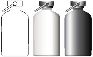 Vector Illustration of Metal Canister with Lever Lid Progression